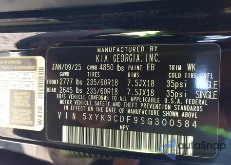 2025 Kia Sportage Ex from USA, damaged, VIN 5XYK3CDF9SG300584